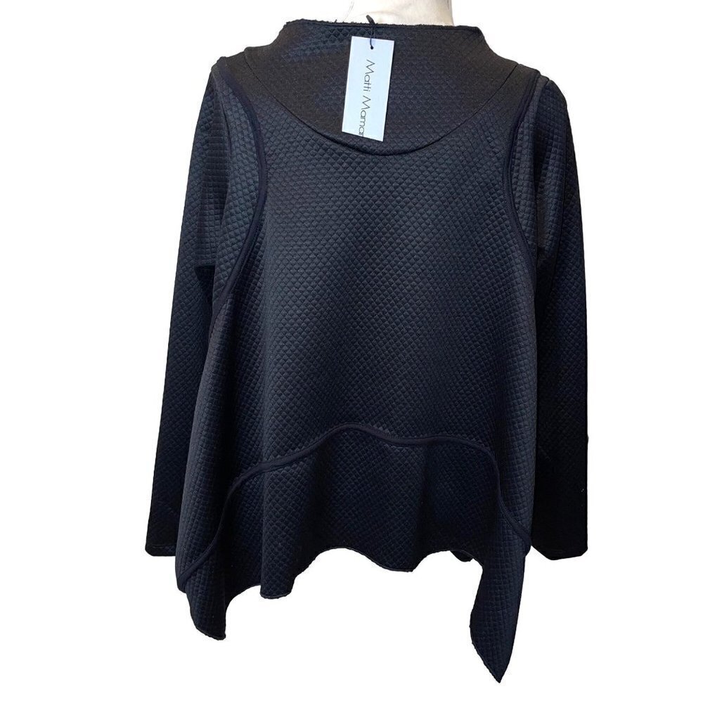 Matti Mamane Womens Top Black Size Large Pullover Quilted Avant Garde Israel New - Picture 2 of 16